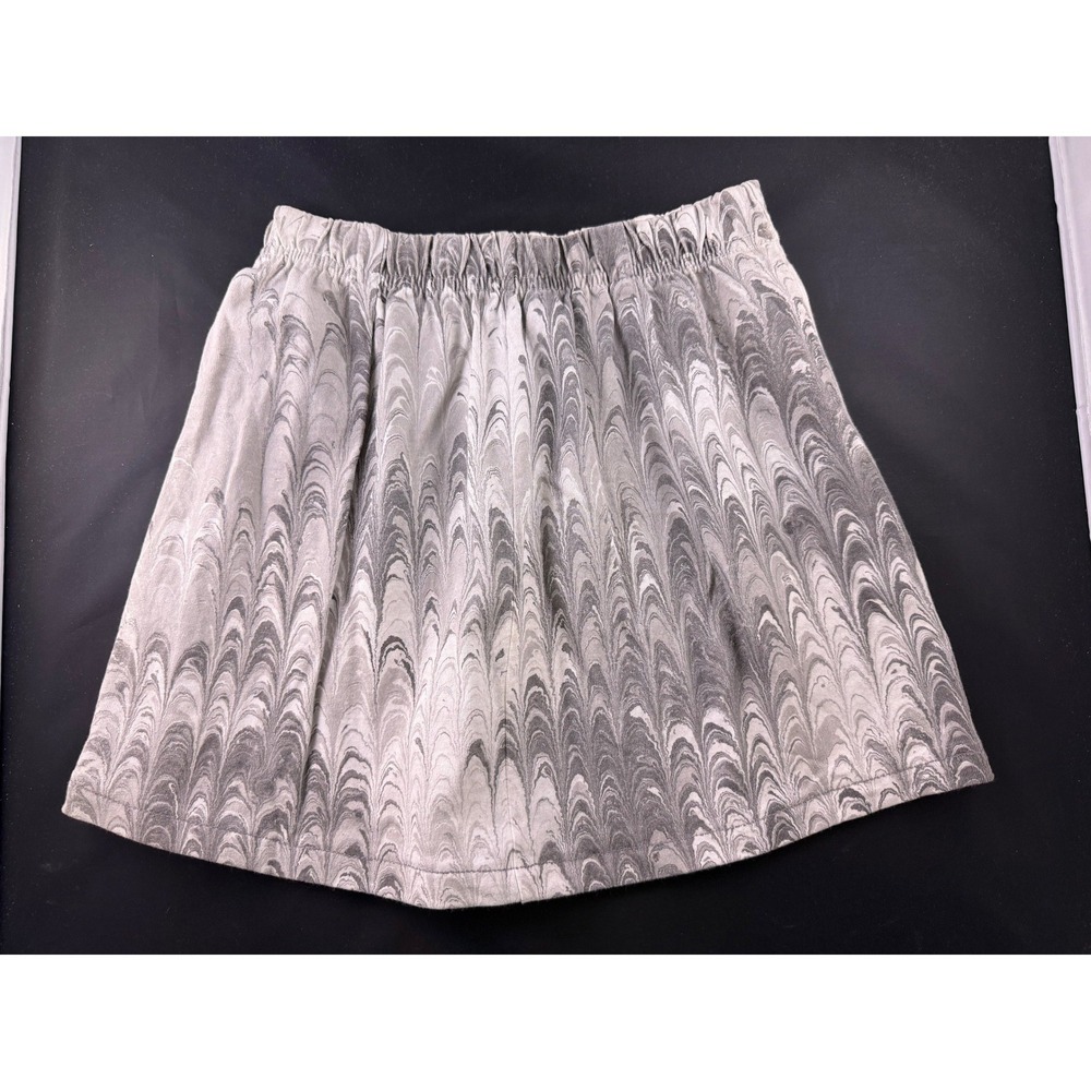 Shirleighs Marbled Art Kids Grey White Hand Marbled Cotton Skirt Size S Handmade - Picture 1 of 8